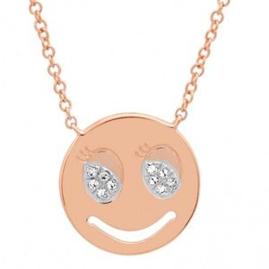 14k Rose gold and diamonds Love eyes necklace